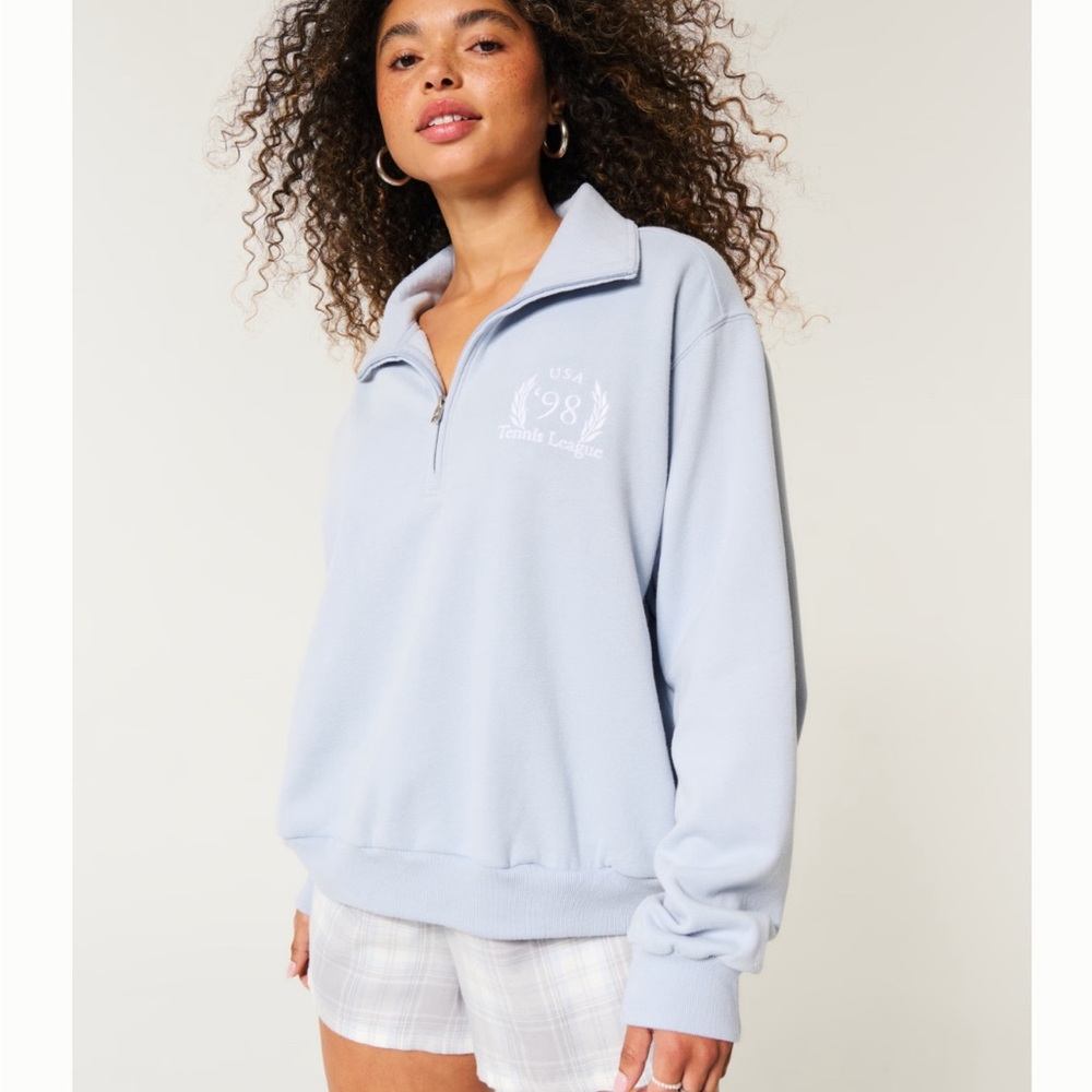 Light Blue Quarter-Zip Sweatshirt